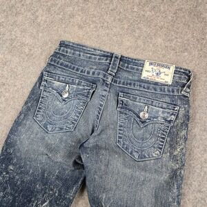 True Religion Jeans Womens 27 Blue Denim Acid Wash Skinny Low Rise Grunge Punk